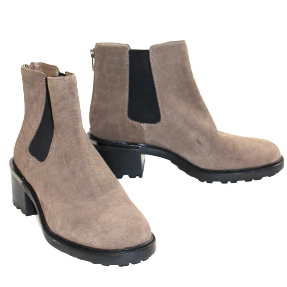 Vince Camuto Chelsea Kelivena Sable Croc Embossed Suede Tall Ankle Size … - Picture 7 of 9